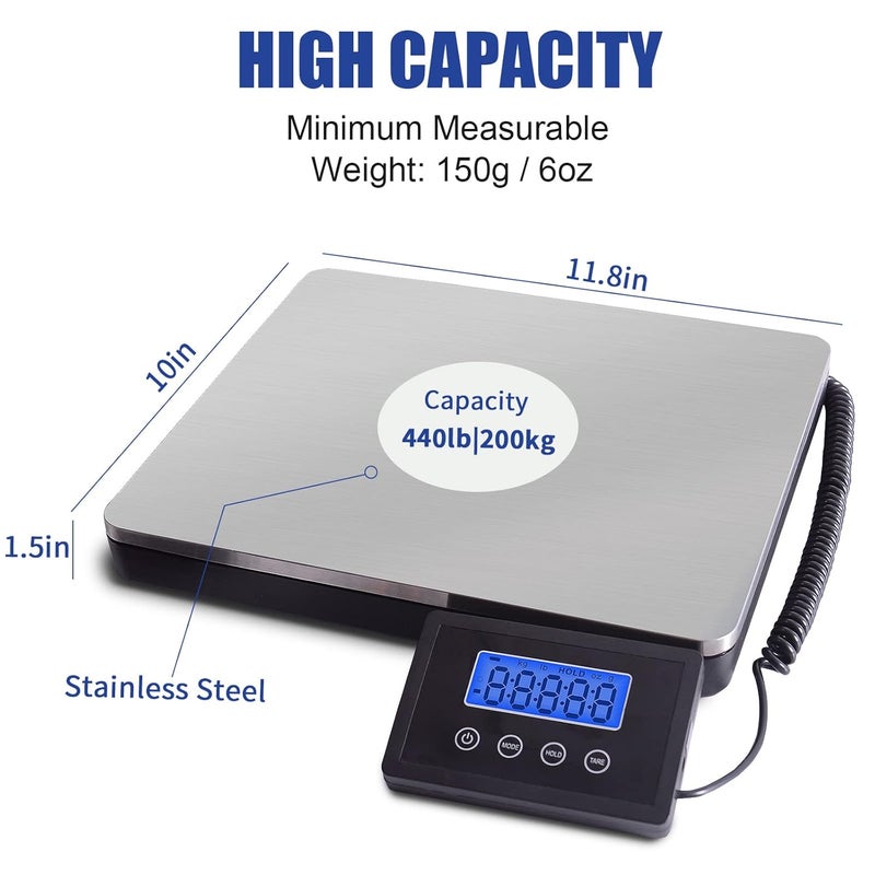 FUZION Shipping Scale for Packages Small Business - 440lb x 0.1lb Digital Postal Scale for Packages, Shipping Package Scale, Postage Scale, Postal Scale, Luggage Scale - Image 2