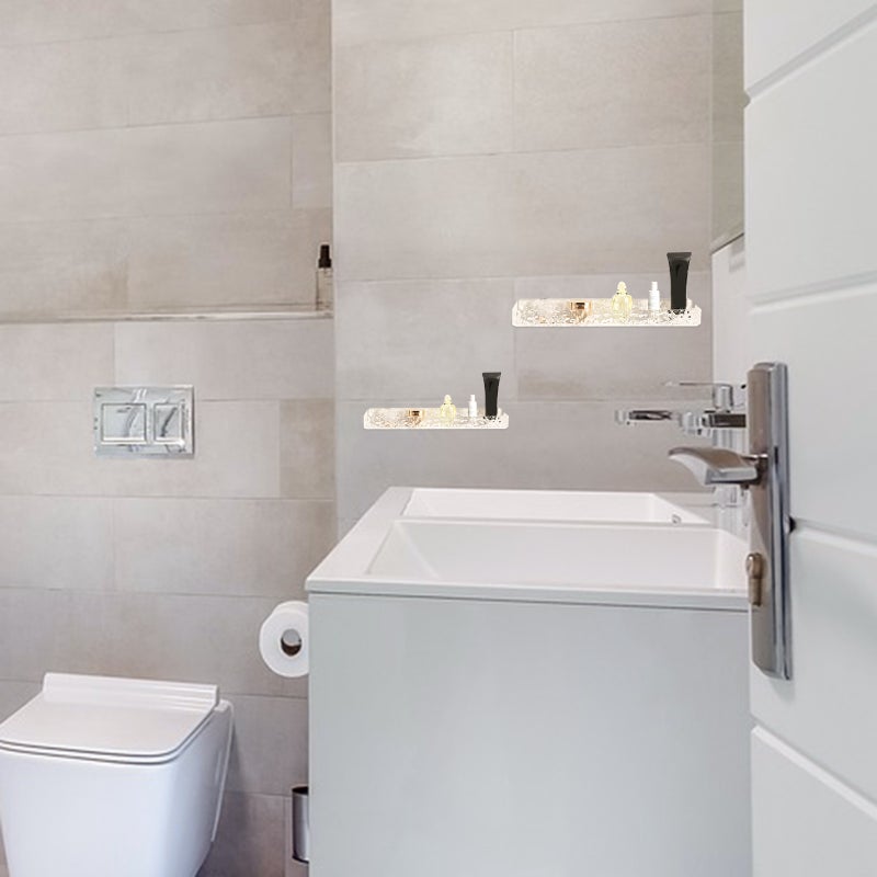 🏠 رفوف عائمة أكريليك مثبتة على الحائط لتخزين الحمام مقاس 35x10x4 سنتيمتر تصميم حديث مجموعة واحدة - Image 5