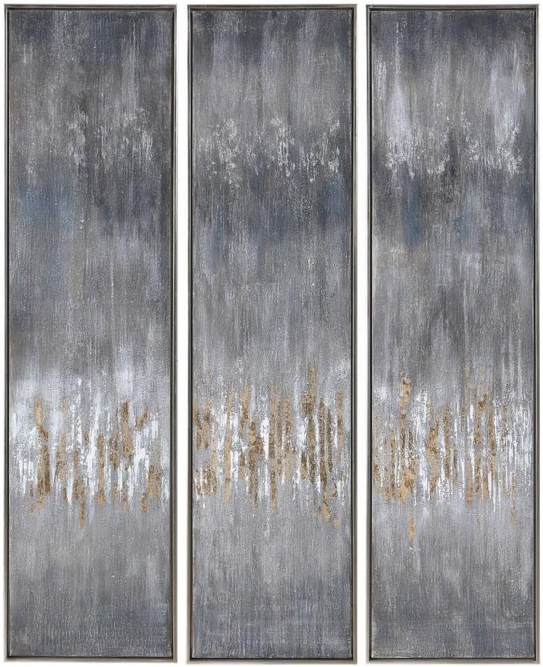 Uttermost Gray  61 inch Hand Painted Canvas Set of 3  - Image 1