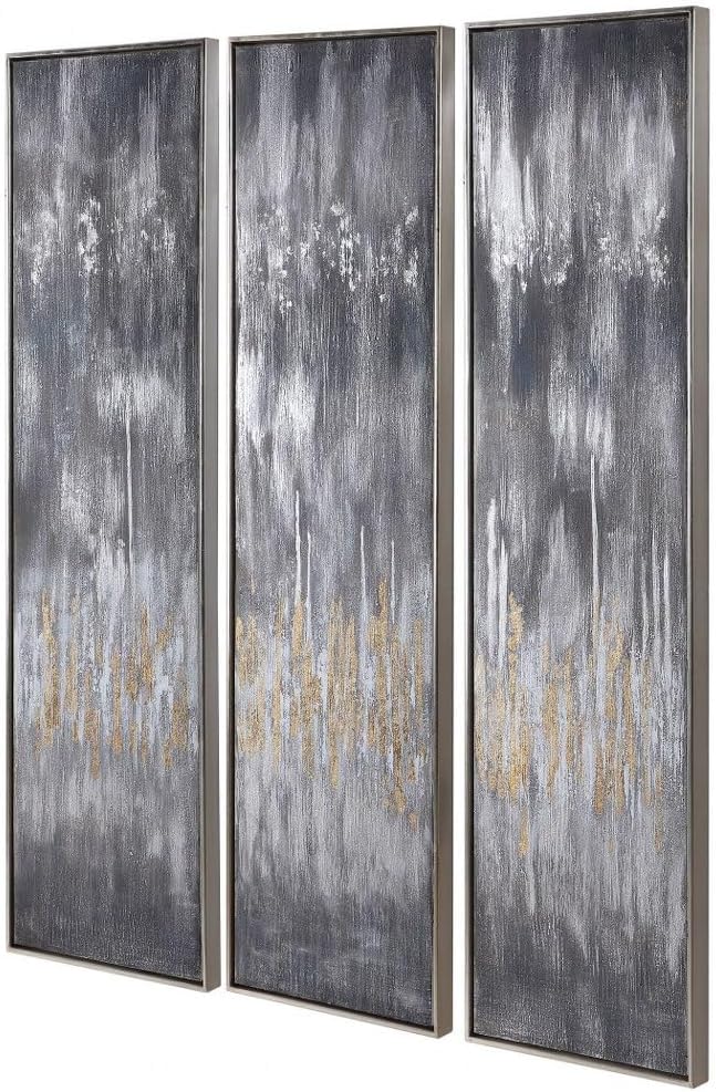 Uttermost Gray  61 inch Hand Painted Canvas Set of 3  - Image 2