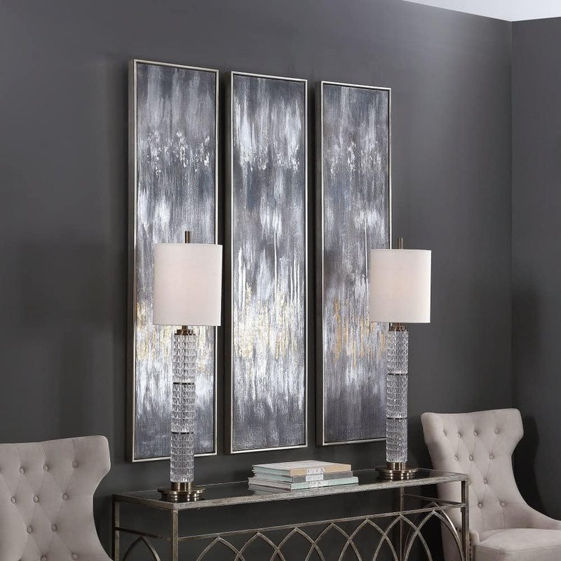 Uttermost Gray  61 inch Hand Painted Canvas Set of 3  - Image 4
