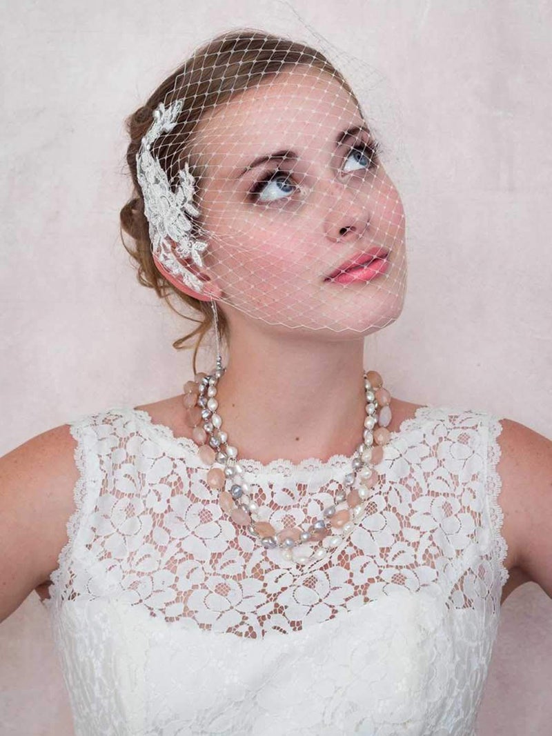 Unsutuo Birdcage Veils Bride Wedding Veil Lace Applique Bridal Veil for Women and Girls - Image 5