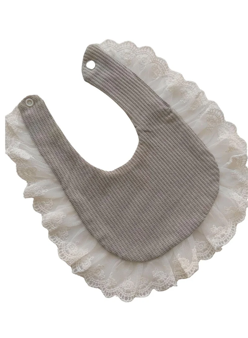 بيبي كلو Floral Grey Baby Bib and Hat Set