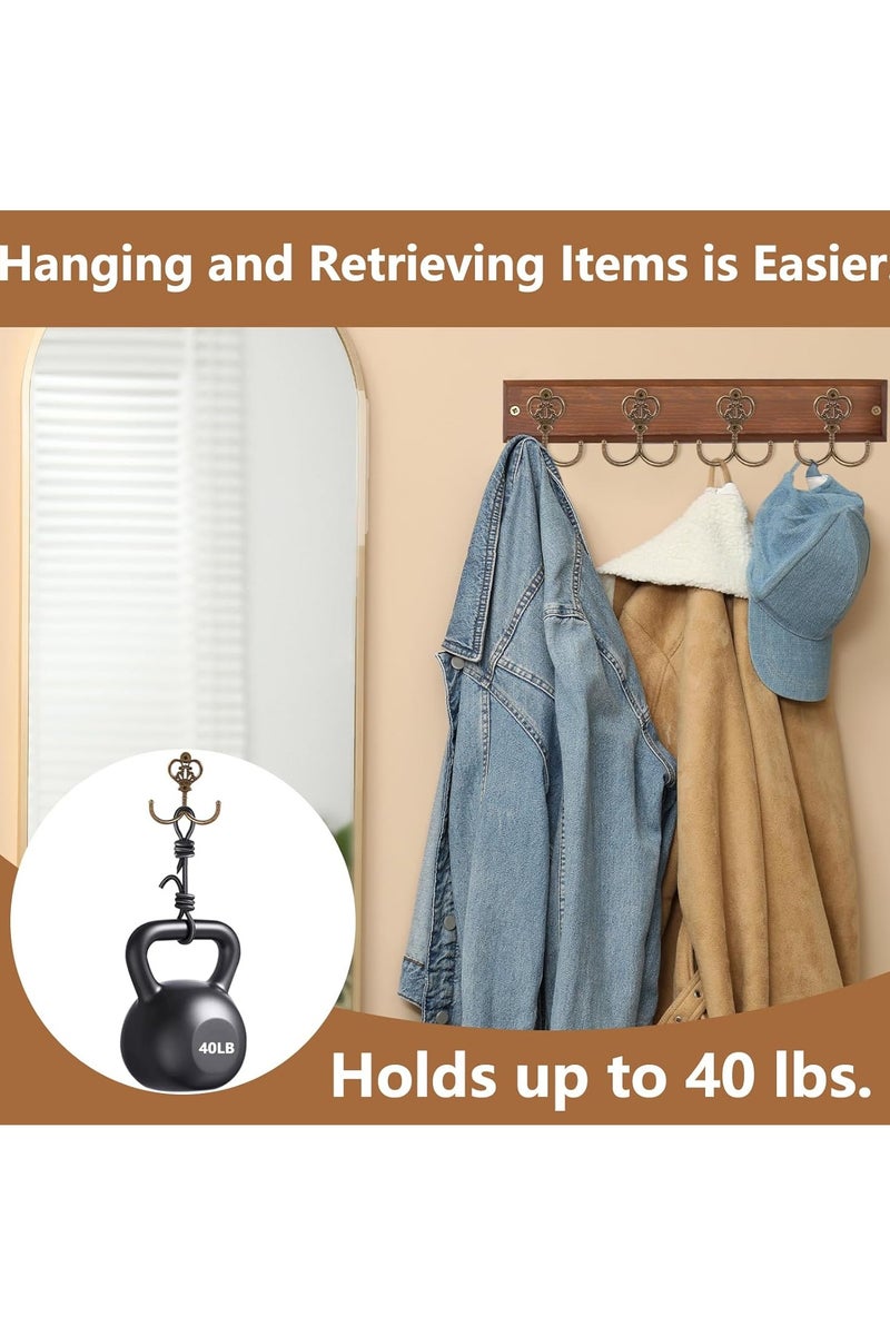 6-Piece Crown Vintage Wall Hooks – Double Prong Zinc Alloy Coat Hangers with Screws, Retro Bronze, 7.2×7cm, Holds up to 40lbs - Image 3