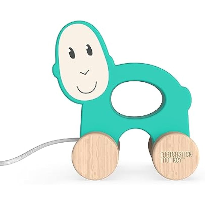 , PLAYTIME WOODEN PULL ALONG TOY, RACE OR PUSH TO ENCOURAGE IMAGINATIVE AND CREATIVE PLAY, EASY GRIP, 12 MONTHS OLD+, GREEN - Image 2