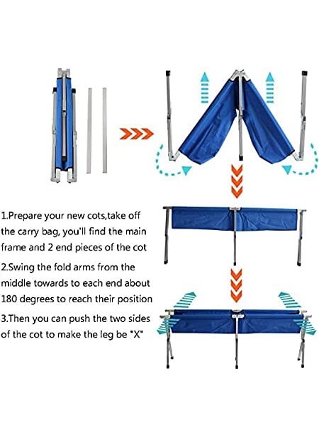 UNIQUE EMPIRE UNIQUE EMPIRE Aluminum Portable Folding Camping Bed Cot Portable Bed 260 lbs Capacity1 pc Multicolor  - Image 2