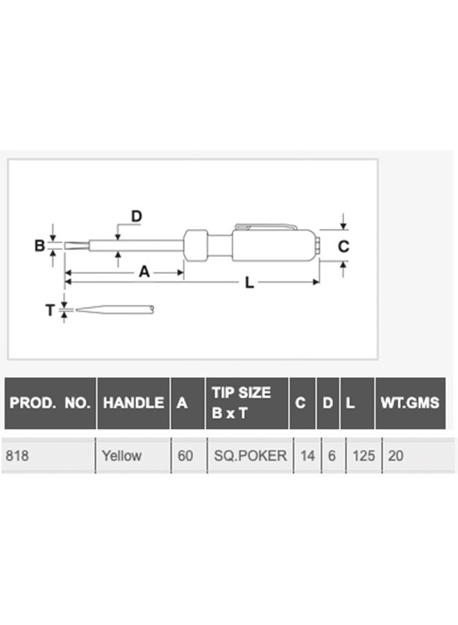 Taparia ToolsCentre Taparia Steel Line Voltage Tester 818 Yellow, 20cm  - Image 2