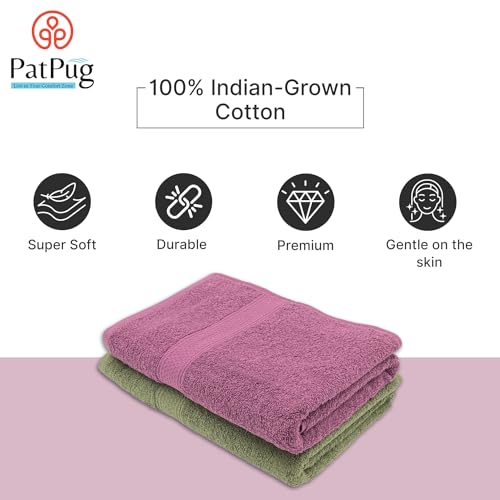 PatPug 100% Indian Ultra Soft Cotton 450 GSM Towel for Bath | 140x70 cm | Large Bath Towel | Highly Absorbent | Quick Drying | Durable | Towel for Men, Women & Kids (Mahogany and Olive Green) - Image 5