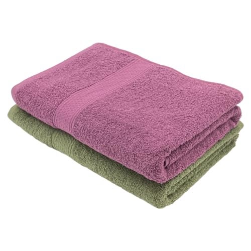 PatPug 100% Indian Ultra Soft Cotton 450 GSM Towel for Bath | 140x70 cm | Large Bath Towel | Highly Absorbent | Quick Drying | Durable | Towel for Men, Women & Kids (Mahogany and Olive Green) - Image 1
