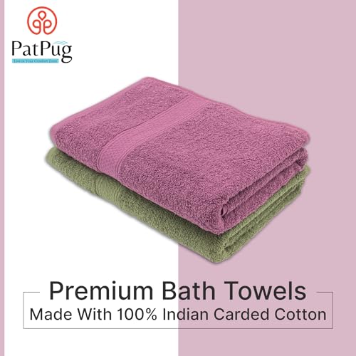 PatPug 100% Indian Ultra Soft Cotton 450 GSM Towel for Bath | 140x70 cm | Large Bath Towel | Highly Absorbent | Quick Drying | Durable | Towel for Men, Women & Kids (Mahogany and Olive Green) - Image 3