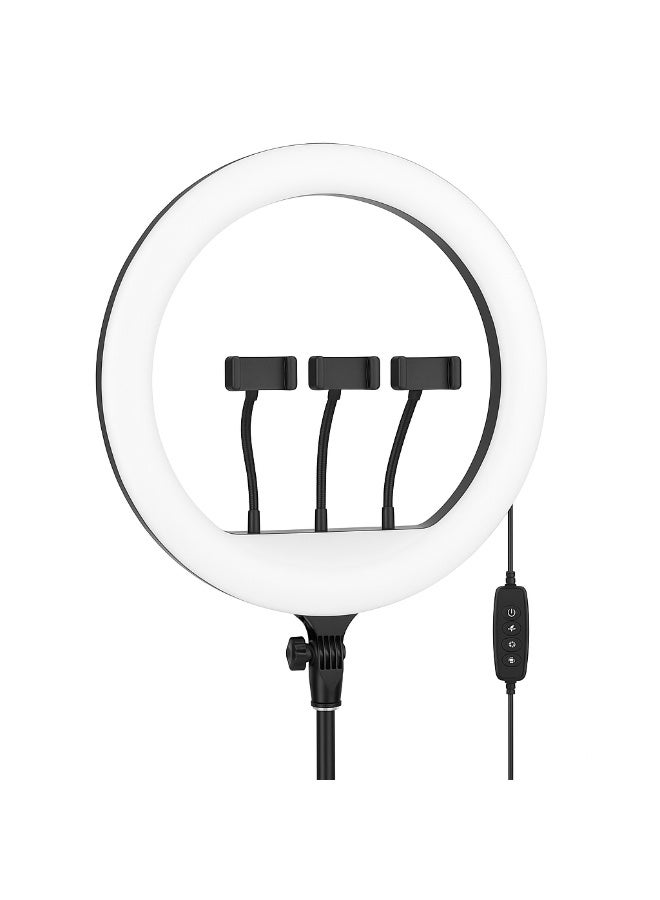 RL-14" LED Ring Light with Tripod Stand & Phone Holder, 3 Color Modes & 10 Brightness Levels, USB Powered Selfie Light for Makeup, Live Streaming & TikTok - Image 1