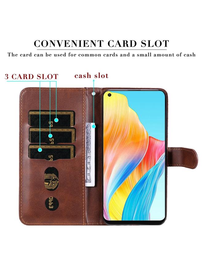 اس-توب جراب هاتف OPPO A78 4G أنيق من جلد العجل بسحاب - Image 4