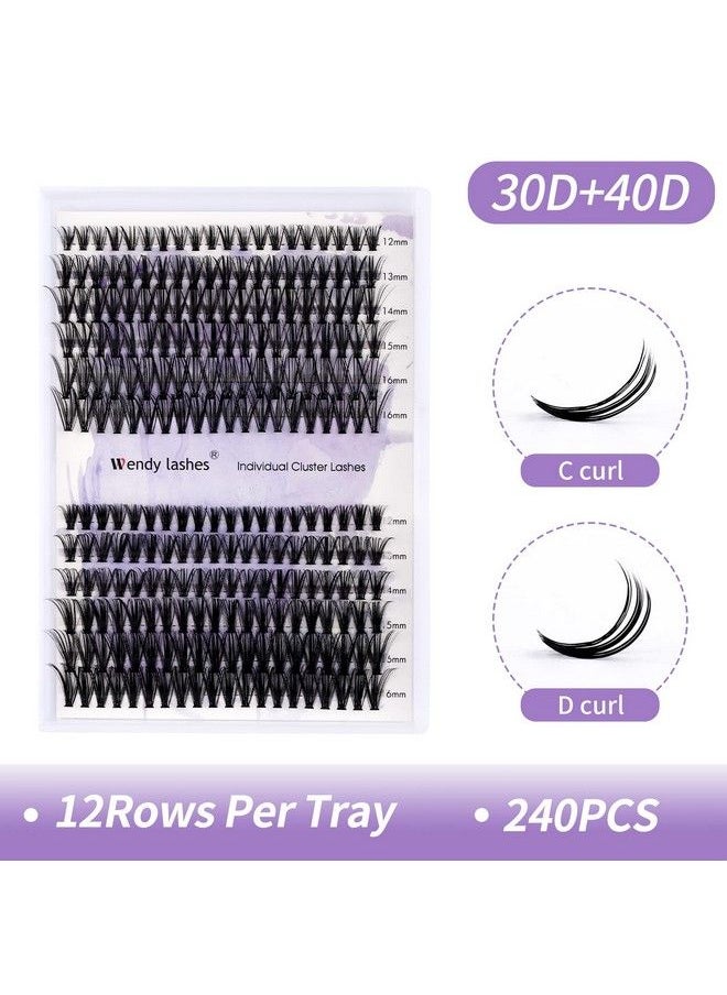 WENDY LASHES - Individual Cluster Lashes 30D/40D Mixed Natural Eyelash Clusters C/D Curl 0.07Mm Matte Black Soft 1216Mm Mink Diy Individual Eyelashes Cluster Lashes Extension By Wendy Lashes (30/40Dd1216Mm Mixed) - Image 1