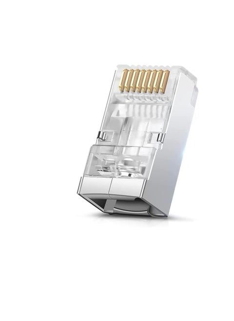 CAT6 RJ45 Connector Ethernet Plug for UTP Solid Stranded Network Cable Male Ethernet Connector End Pack of 10 RJ45 STEEL