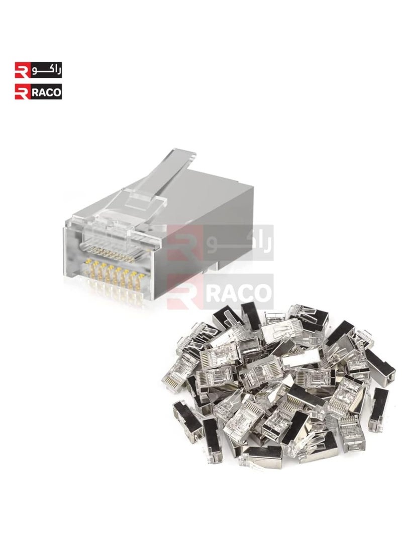 RACO - CAT6 RJ45 Connector Ethernet Plug for UTP Solid Stranded Network Cable Male Ethernet Connector End Pack of 10 RJ45 STEEL - Image 1