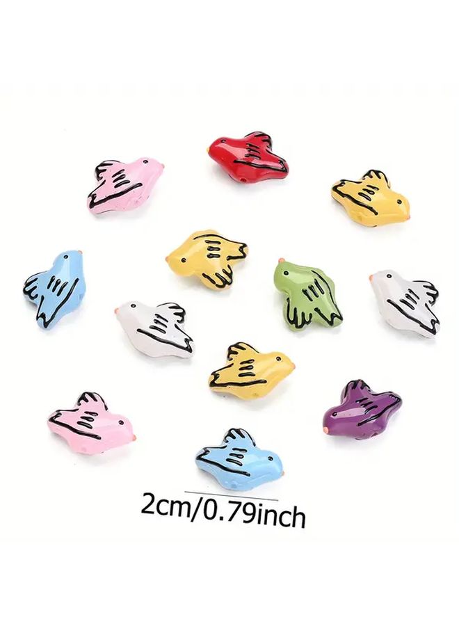 مجموعة خرز زجاجي على شكل طائر اللون 1 - سوار مفاتيح DIY، سوار هاتف، زينة حقيبة - Image 4