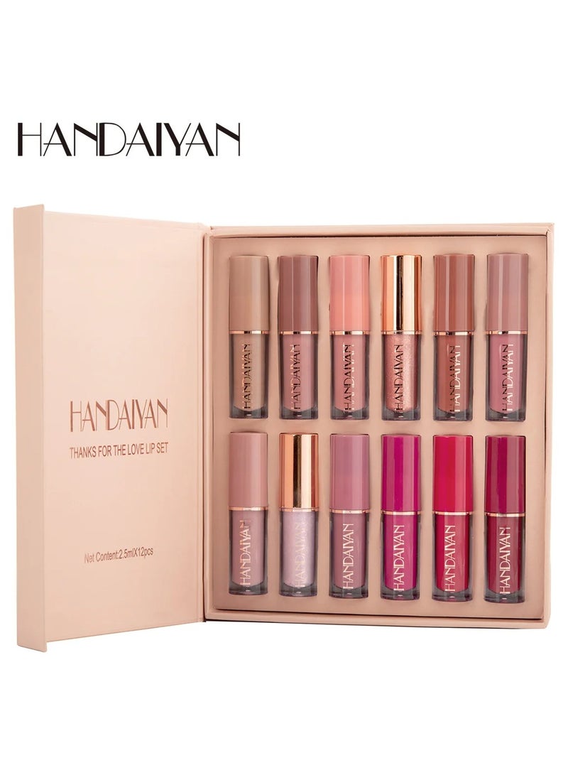 Handaiyan Matte Liquid Lipstick Set - 12 Pcs x 2.5ml - Image 1