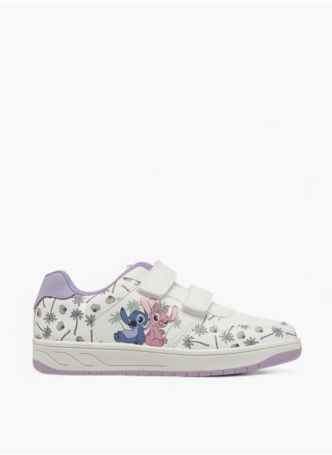 Disney Girls Stitch and Angel Print Sneakers with Hook and Loop Closure  - Image 3