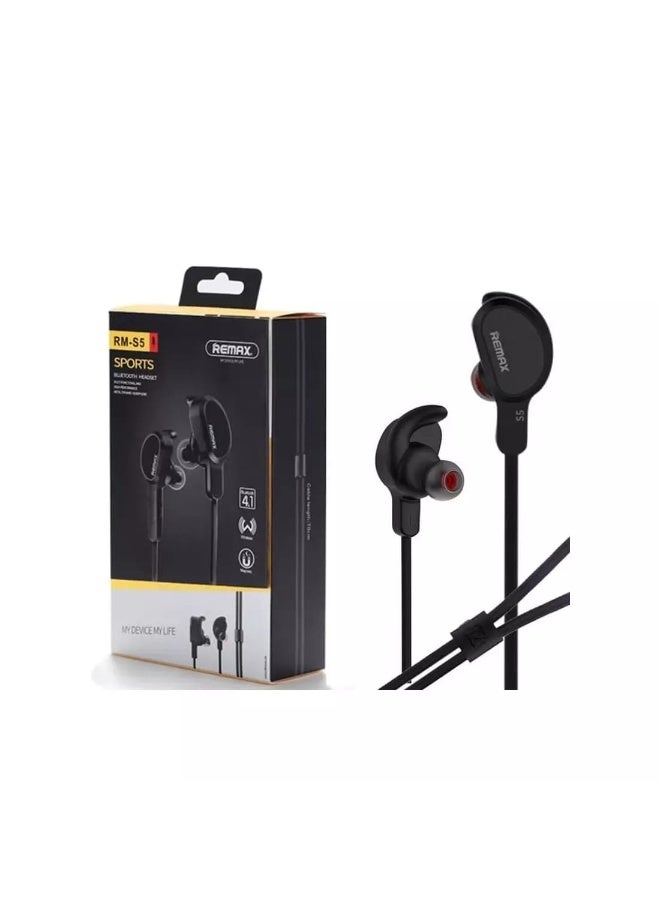 Remax RB-S5 Sports Bluetooth Headset with Advanced Wireless Connectivity High-Performance Magnetic Metal Dynamic Earphones Designed for Comfort and Style