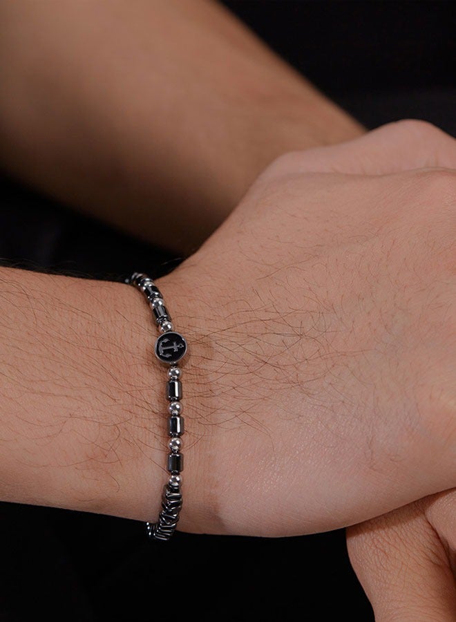 وهاواي Hematite Black Beads Bracelets for Men Natural Stone Beaded Bracelet Adjustable Bracelets Jewelry Gifts For Men 19+4cm  - Image 4