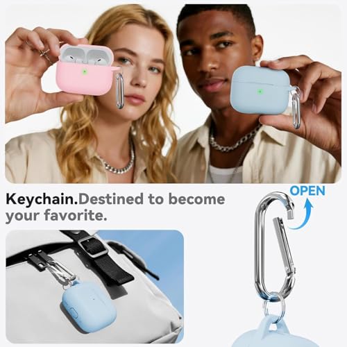 Meyaar for AirPods Pro 3 Case 2025 with Cleaner Kit,Soft Silicone Protective Cases for Apple AirPods Pro 3rd Generation Case for Women Men,AirPod Pro 3 Cases Cover Accessories with Keychain(Sky Blue) - Image 3