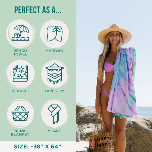 Sand Cloud Turkish Beach Towel - Sand Free - 100% Organic Turkish Cotton Yarn - Quick Dry Towel for Beach, Picnic Blanket or Throw - As Seen on Shark Tank - Tie Dye (Luna) - Image 4