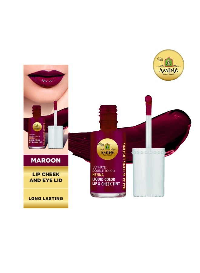 Amina Ultimate Double Touch First Ever Henna / Mehendi Base Liquid Lip & Cheek Long Lasting Tint Maroon - Image 2