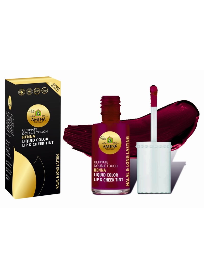 Amina Ultimate Double Touch First Ever Henna / Mehendi Base Liquid Lip & Cheek Long Lasting Tint Maroon - Image 1
