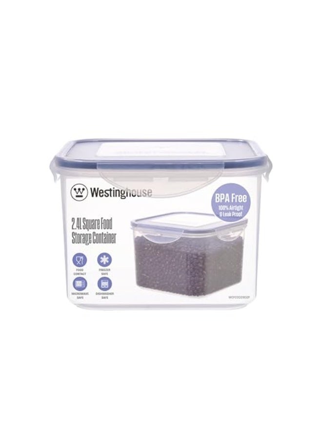 Westinghouse 2.4L Square Food Storage Box | Durable BPA-Free Plastic | Airtight Seal | Ideal for Large Food Portions - Image 2