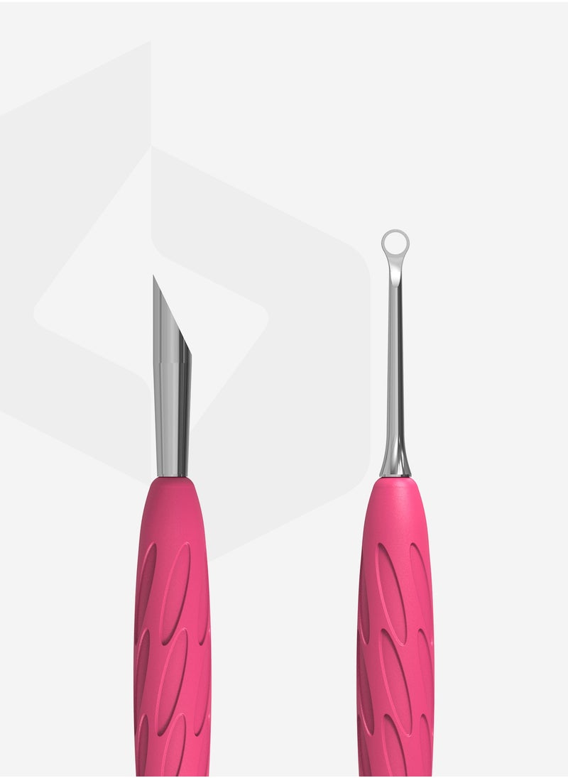 STALEKS PRO Manicure pusher Gummy with silicone handle - UNIQ 11 | TYPE 2 (beveled and loop pusher)  - Image 2
