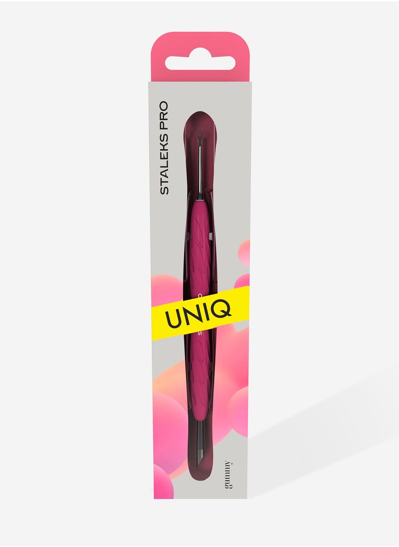 STALEKS PRO Manicure pusher Gummy with silicone handle - UNIQ 11 | TYPE 2 (beveled and loop pusher)  - Image 4