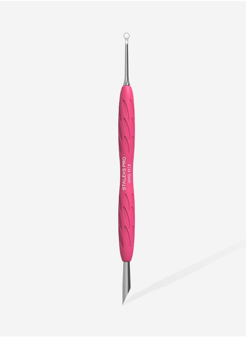 STALEKS PRO Manicure pusher Gummy with silicone handle - UNIQ 11 | TYPE 2 (beveled and loop pusher)  - Image 3