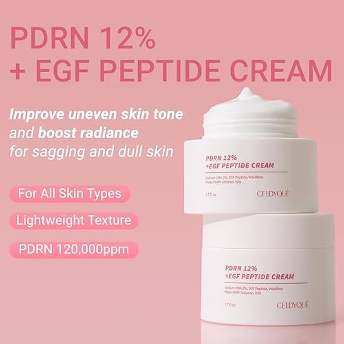 CELDYQUE PDRN 120,000 ppm EGF Peptide Cream – Volufiline & Salmon DNA + 12% Phyto PDRN – Post Microneedling Aftercare Anti-Aging Face Cream w/Niacinamide & Hyaluronic Acid 1.7 oz - Image 2