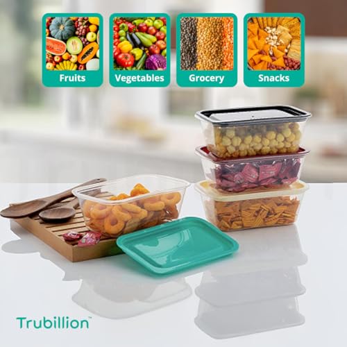 TRUBILLION CrystalFresh Set of 6 Fridge Storage Containers with Lids 1100ml Freezer Safe BPA Free Food Grade Stackable Transparent Boxes for Vegetables Fruits Snacks Kitchen Made in India - Image 3