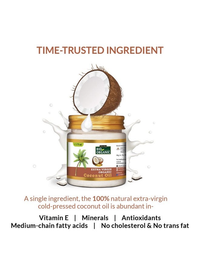 Indus Valley Bio Organic Extra Virgin Pure Coconut Oil For All Skin Type & Hair Growth, Reduces Dandruff, Helps To Prevents Hairfall For Men & Women, Sulphate & Paraben Free - 175Ml  - Image 3