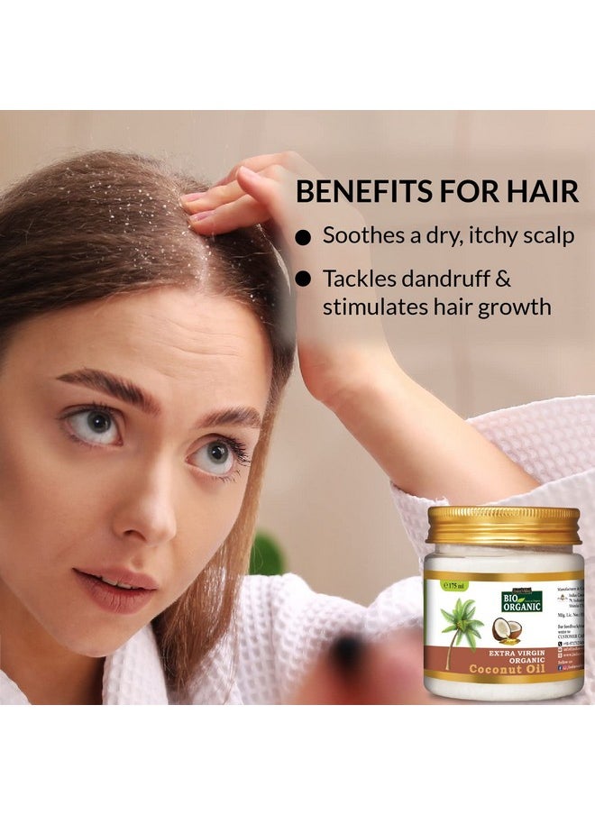 Indus Valley Bio Organic Extra Virgin Pure Coconut Oil For All Skin Type & Hair Growth, Reduces Dandruff, Helps To Prevents Hairfall For Men & Women, Sulphate & Paraben Free - 175Ml  - Image 5