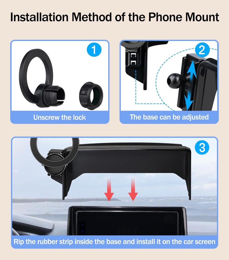 Hesanzol Car Phone Mount for 2019-2025 Toyota Corolla / 2019-2025 Toyota Corolla Hatchback / 2023-2025 Corolla Cross, Fits 8-Inch Touchscreen, for MagSafe Magnetic Car Phone Holder, Toyota Corolla Accessories - Image 4