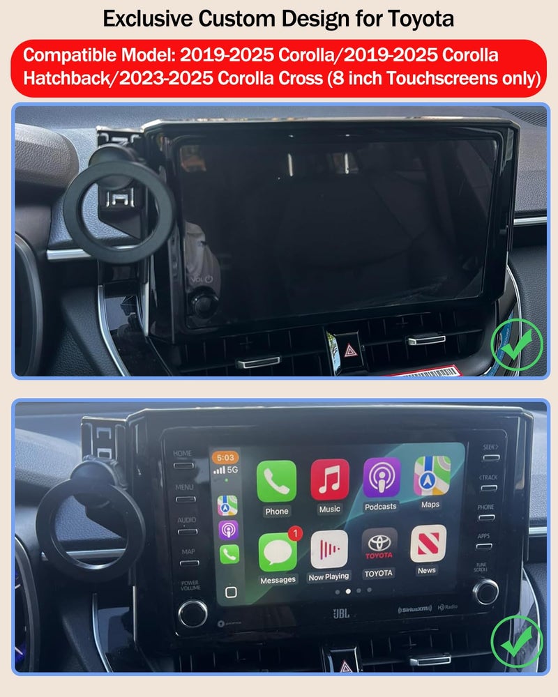 Hesanzol Car Phone Mount for 2019-2025 Toyota Corolla / 2019-2025 Toyota Corolla Hatchback / 2023-2025 Corolla Cross, Fits 8-Inch Touchscreen, for MagSafe Magnetic Car Phone Holder, Toyota Corolla Accessories - Image 3