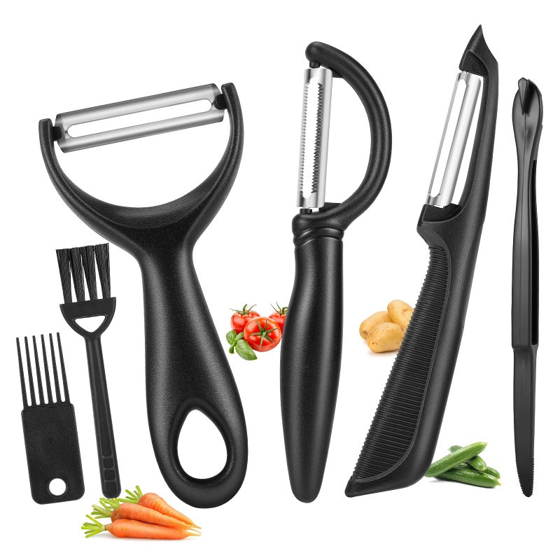 Senbowe Upgrade Potato Peeler for Kitchen, 6PCS Stainless Steel Vegetable Peeler, I and Y Food Peeler for Apple Fruit Carrot Zucchini Cucumber,Good Grip Veggie Peeler Makes Peeling Very Easy - Image 1