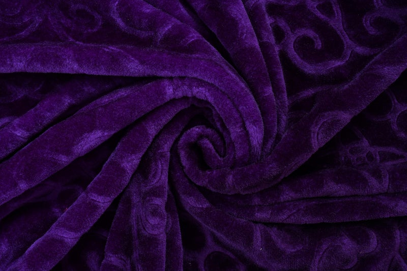 Goyal's 500 TC Mink Blanket Single Bed | Super Soft Heavy Warm Blanket | Floral Embossed Design | 63×85 Inches - Purple - Image 4