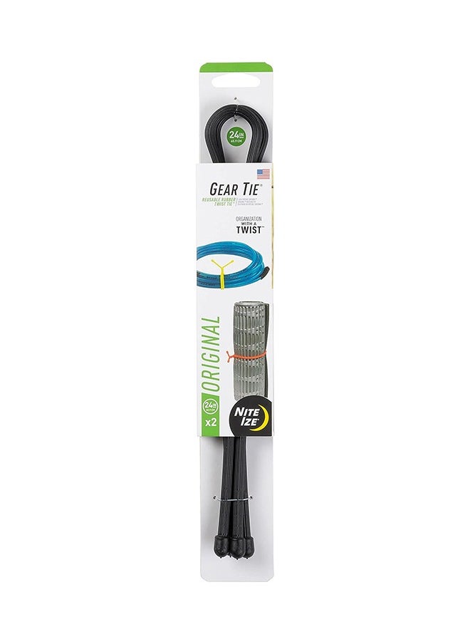 NiteIze ربطة عنق مطاطية قابلة لإعادة الاستخدام من Gear Tie مقاس 60.96 سم - عبوتان - أسود  - Image 2