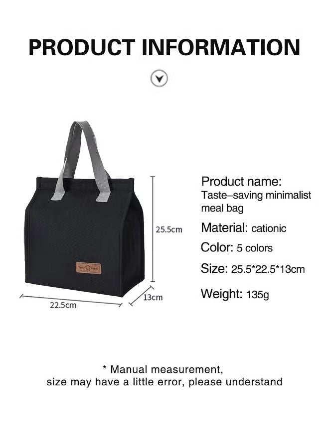 Lnsulated Lunch Bag Reusable Suitable for Office Work Off-Campus Etc Lining Cotton Black 25.5x22.5x13 cm  - Image 4