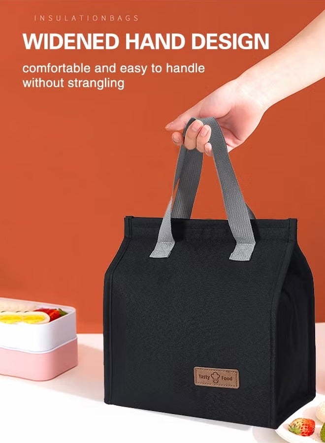 Lnsulated Lunch Bag Reusable Suitable for Office Work Off-Campus Etc Lining Cotton Black 25.5x22.5x13 cm  - Image 5