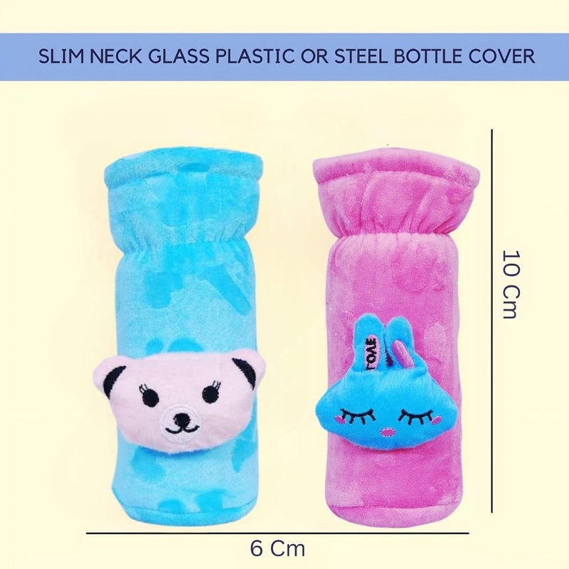 KIDS BASIC Soft & Durable Baby Feeding Bottle Cover with Easy to Hold Strap, Insulated Baby Milk Bottle Sleeve, Ideal for Travel & Daily Use, Sky Blue & Pink, Pack of 2 - Image 2