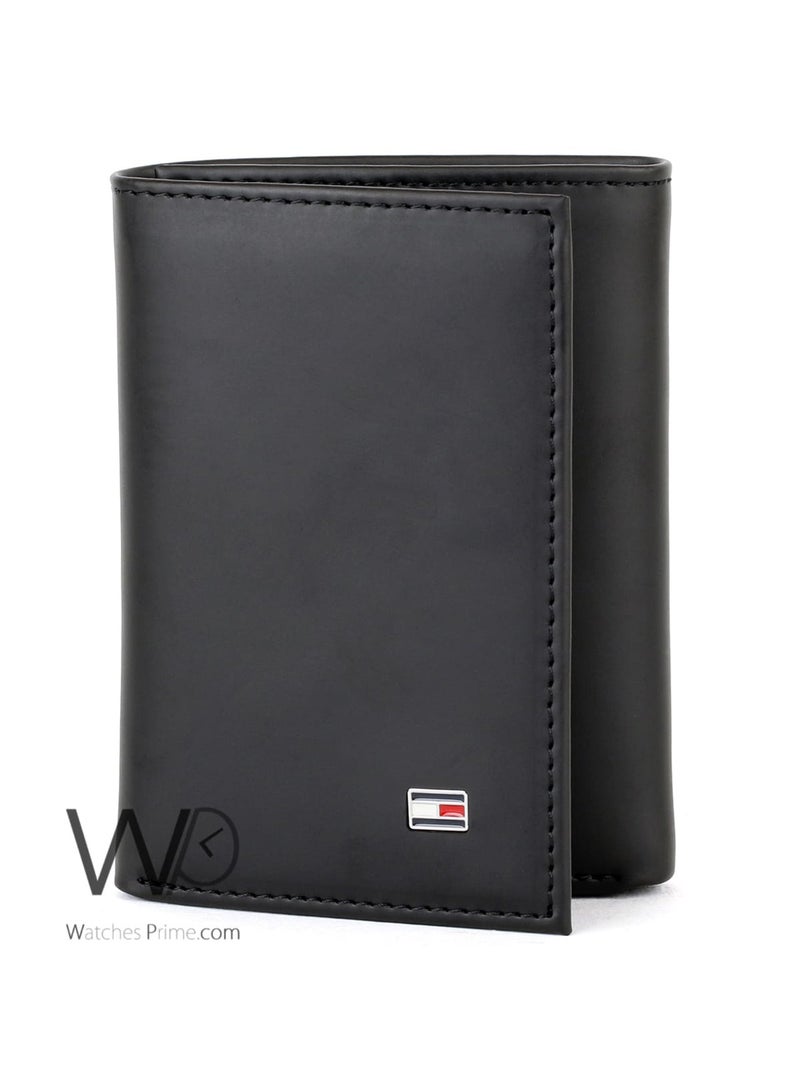 Tommy Hilfiger Denim محفظة رجالية جلد طبيعي تومي هيلفيغر - أسود - ثلاثية الطي (تراي فولد) نحيفة - Image 4