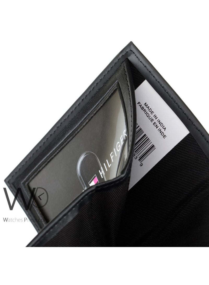 Tommy Hilfiger Denim محفظة رجالية جلد طبيعي تومي هيلفيغر - أسود - ثلاثية الطي (تراي فولد) نحيفة - Image 3