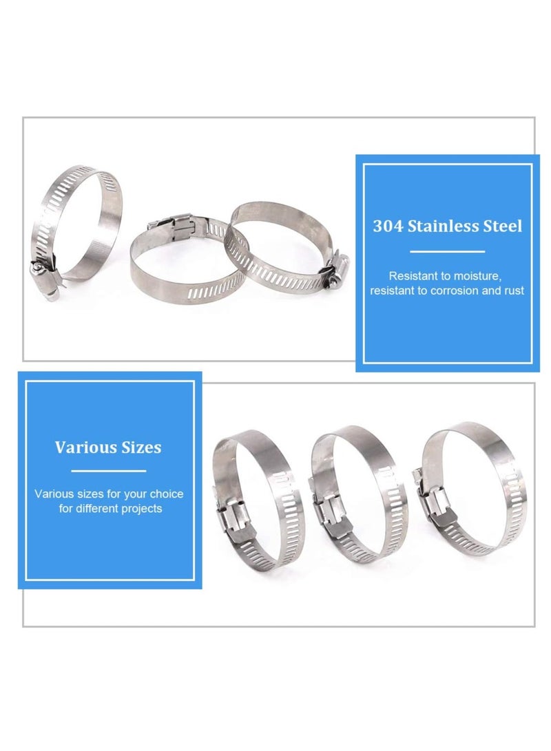 Generic 20 Pieces 304 Stainless Steel Adjustable 46-70mm Range Worm Gear Hose Clamp Combo Kit, Fuel Pipe Clamps for Water Pipe, Pipeline, Automotive and Mechanical Applications (46-70mm) - Image 3