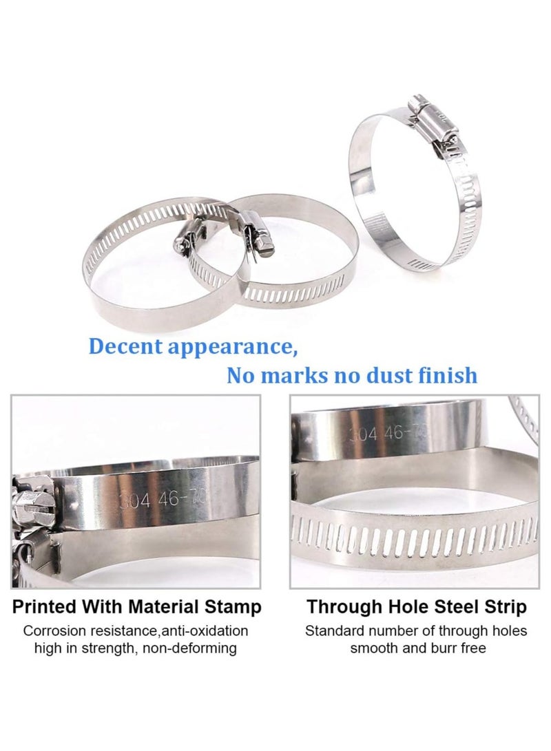 Generic 20 Pieces 304 Stainless Steel Adjustable 46-70mm Range Worm Gear Hose Clamp Combo Kit, Fuel Pipe Clamps for Water Pipe, Pipeline, Automotive and Mechanical Applications (46-70mm) - Image 4