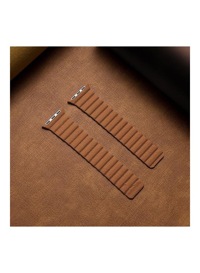 NIBEMINENT Replacement Watch Band For Apple Series 7 45mm/6 & SE 5 4 44mm/3 2 1 42mm Brown - Image 2