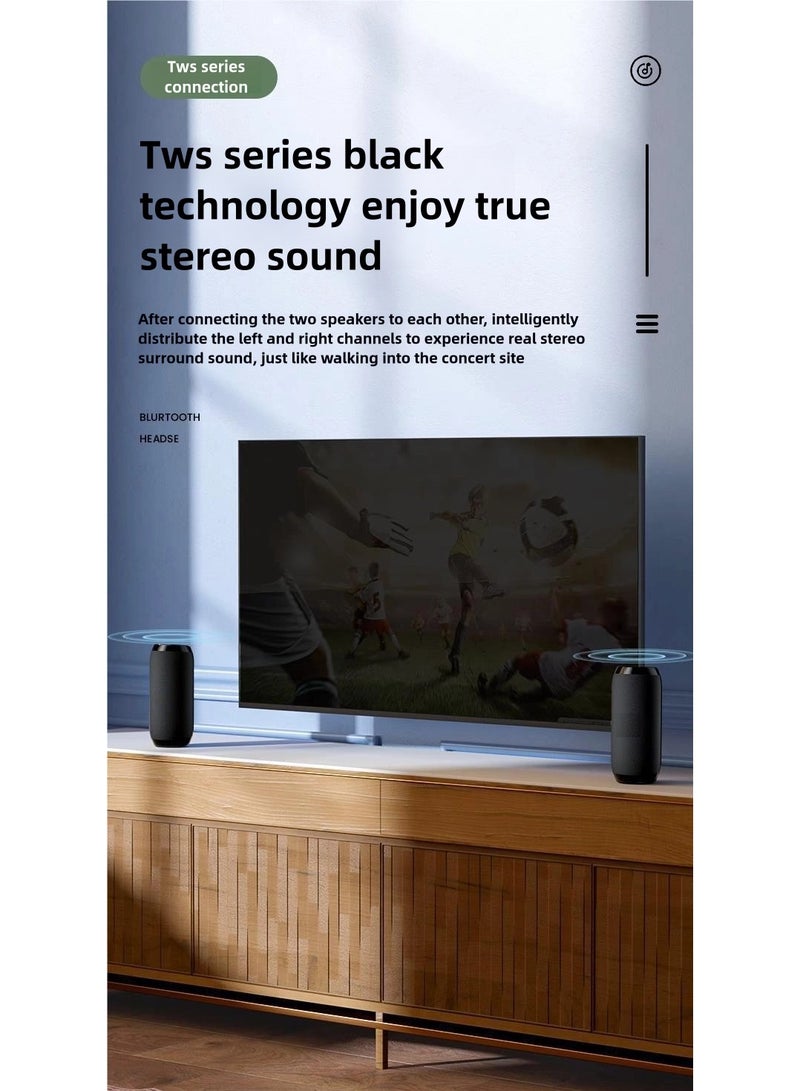 Bluetooth Speaker, Dual Pairing Portable Outdoor Subwoofer Booming Bass Speaker For TV/ Tablet/ Phone/ PC, 3.5mm Audio Cable/ TF Card/ USB,  16 Hours Playtime Loud Stereo  - Image 4